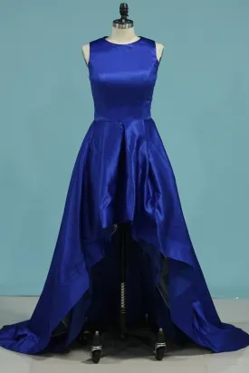 2024 Asymmetrical Scoop Prom Dresses A Line Satin PQG2BZC5