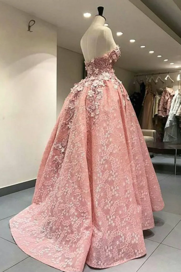 2024 Lace Prom Dresses Sweetheart With Handmade Flowers Asymmetrical