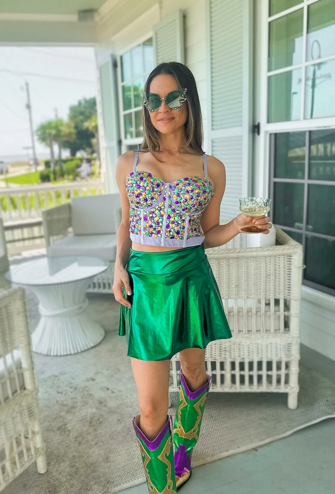 Adult Metallic Skort - Green