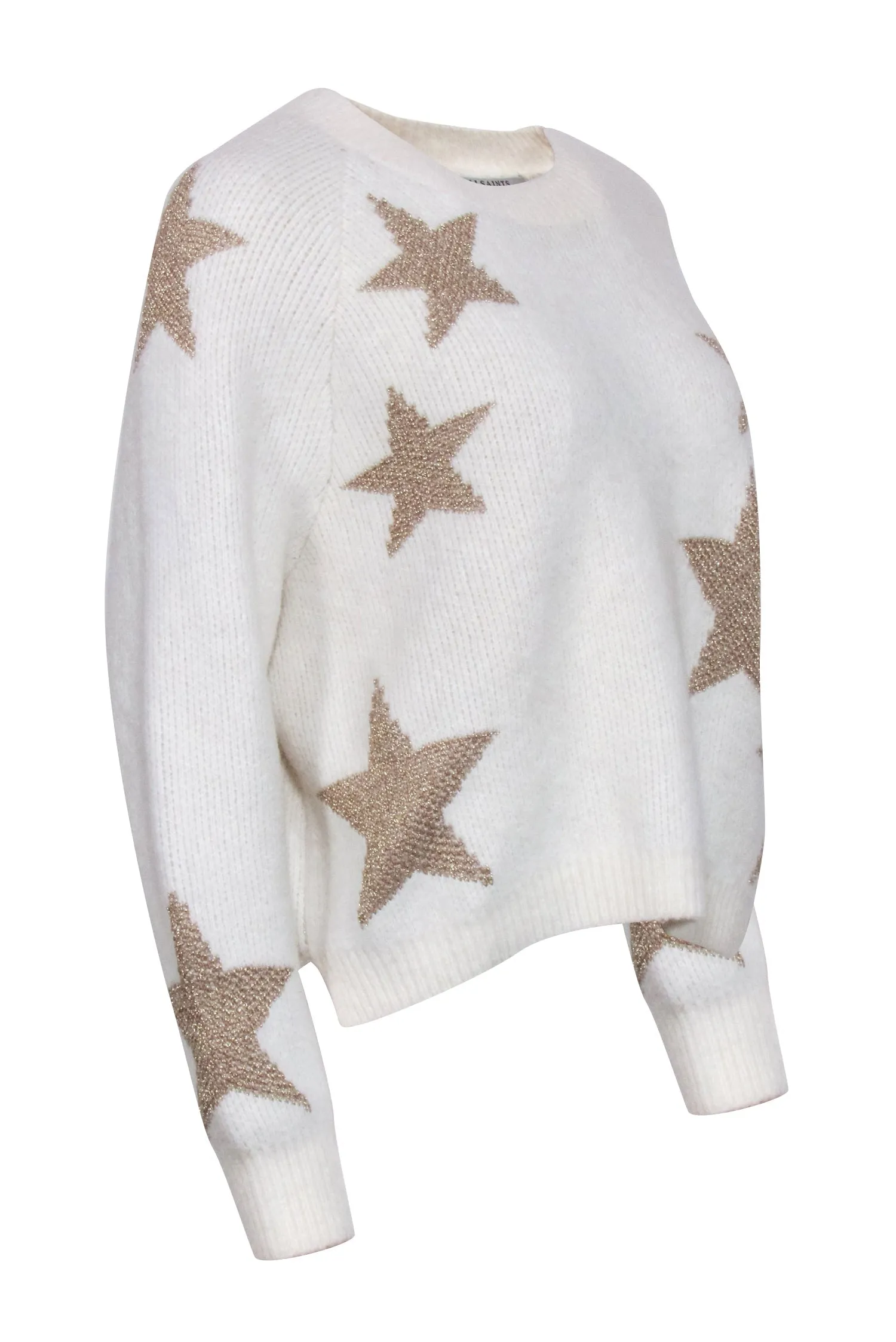 All Saints - Ivory Wool & Alpaca Blend Sweater w/ Gold Stars Sz S