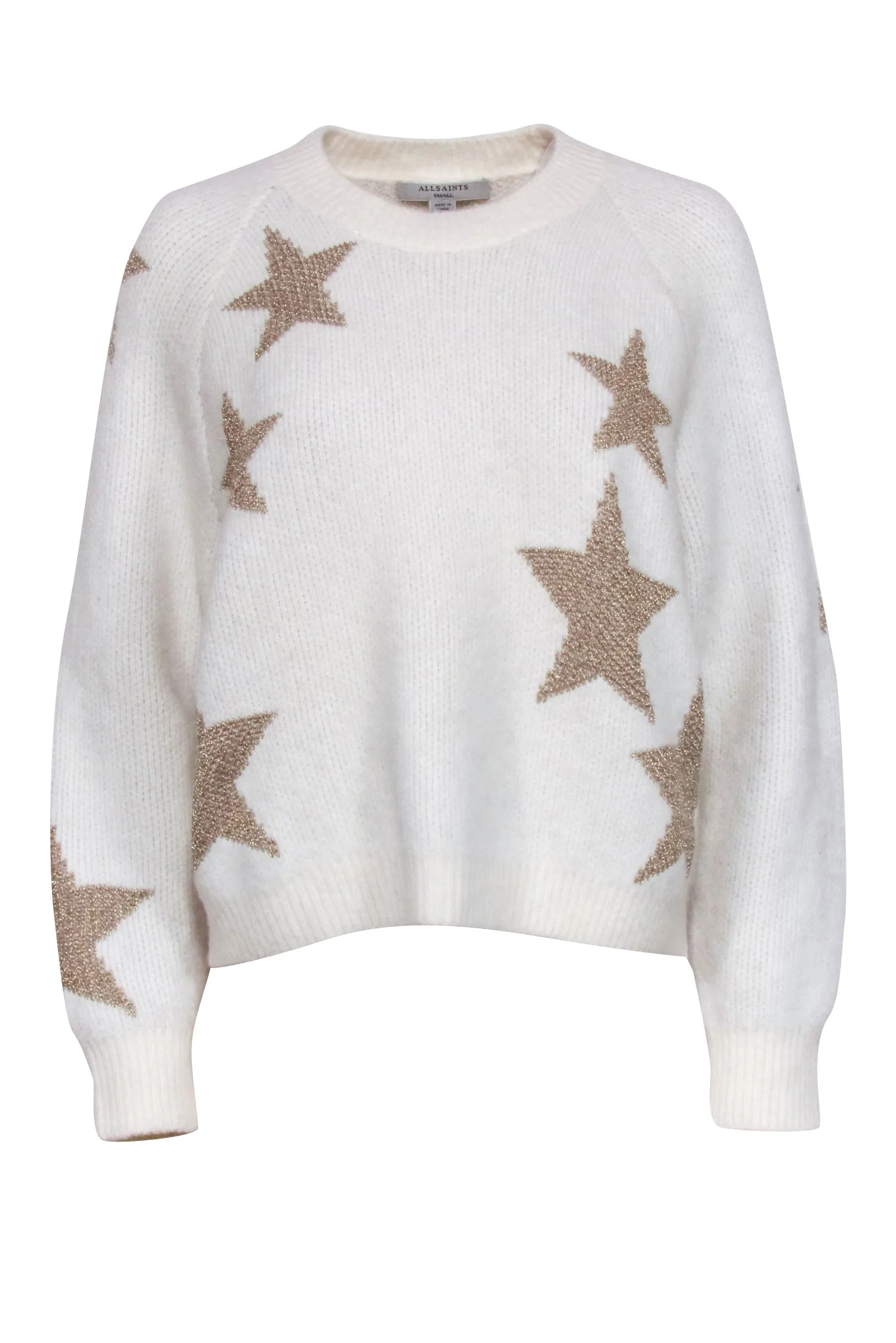 All Saints - Ivory Wool & Alpaca Blend Sweater w/ Gold Stars Sz S