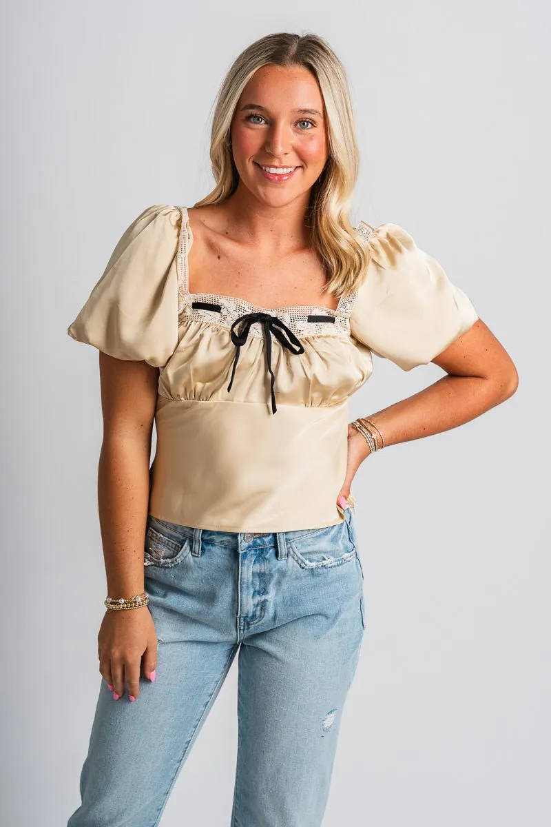Balloon sleeve blouse champagne