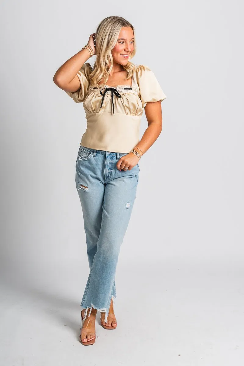 Balloon sleeve blouse champagne