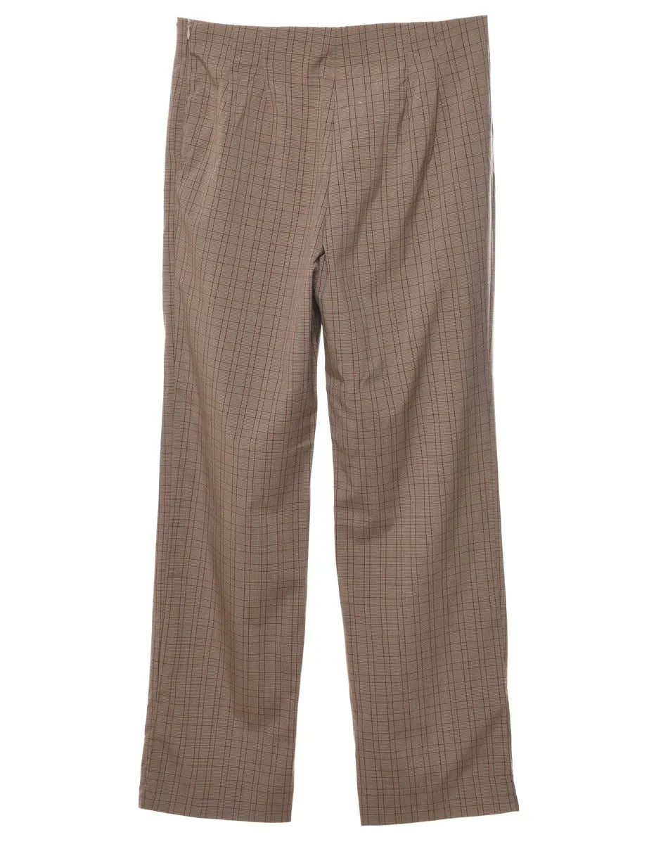 Brown Checked Trousers - W30 L31