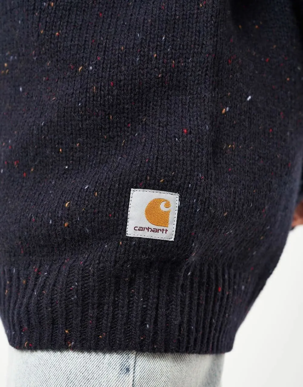 Carhartt WIP Anglistic Sweater - Speckled Dark Navy Heather