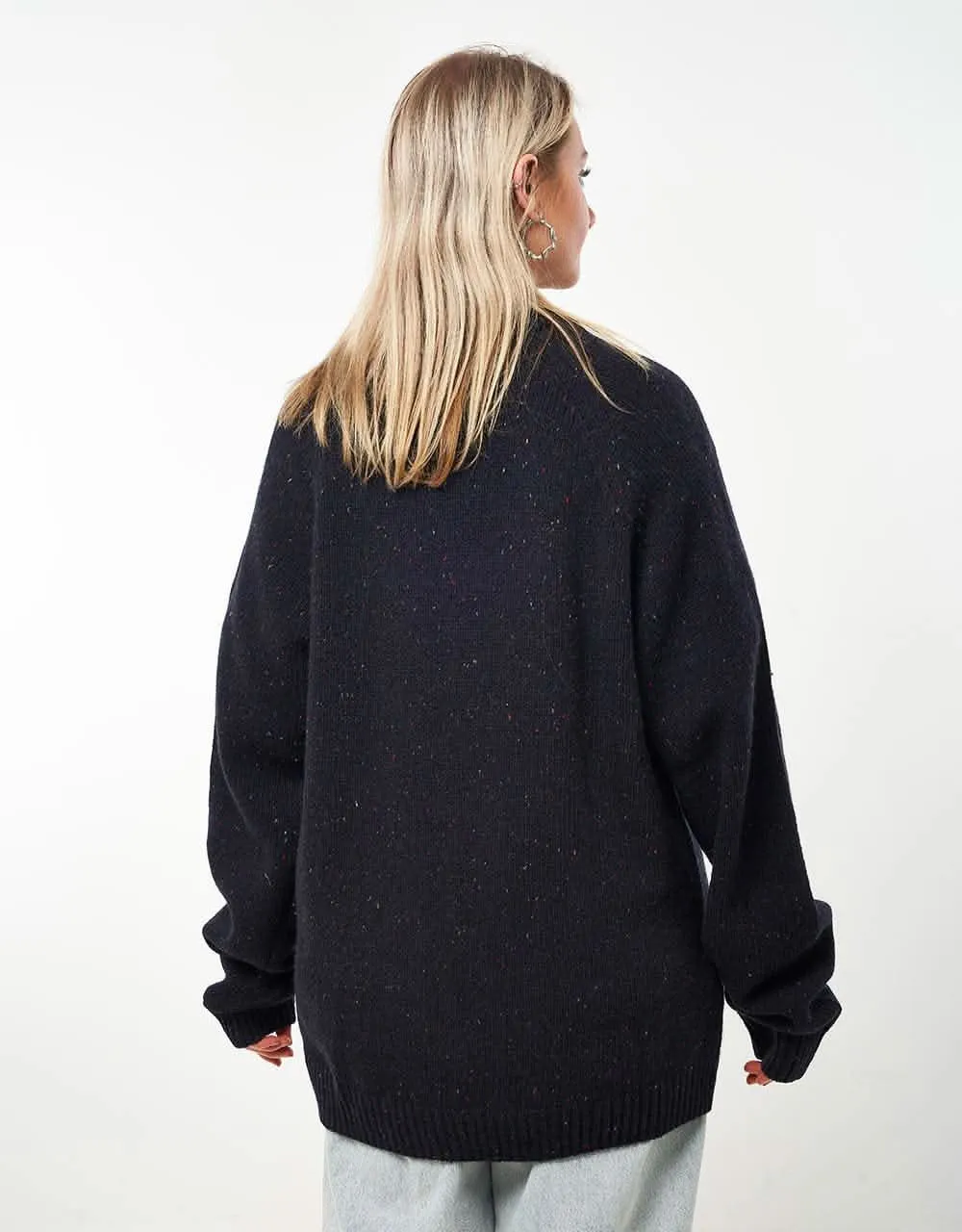 Carhartt WIP Anglistic Sweater - Speckled Dark Navy Heather