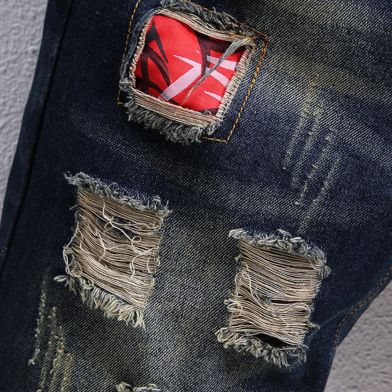 Casual Men's Jean Shorts Mid Waisted Men's Ripped Jeans Shorts