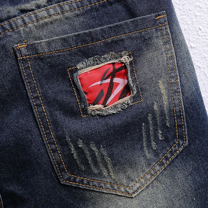 Casual Men's Jean Shorts Mid Waisted Men's Ripped Jeans Shorts