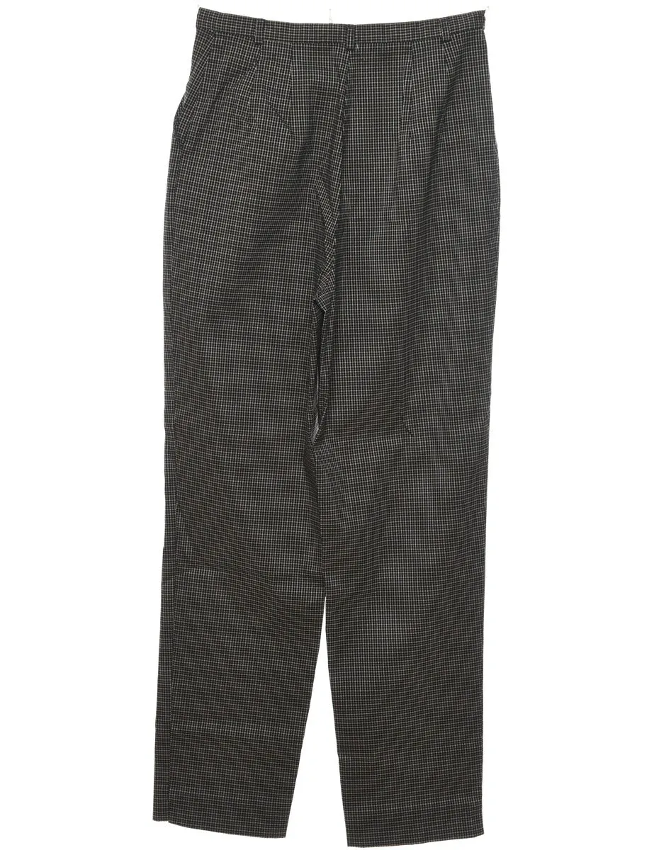 Checked Black & Off-White 1990s Trousers - W28 L31