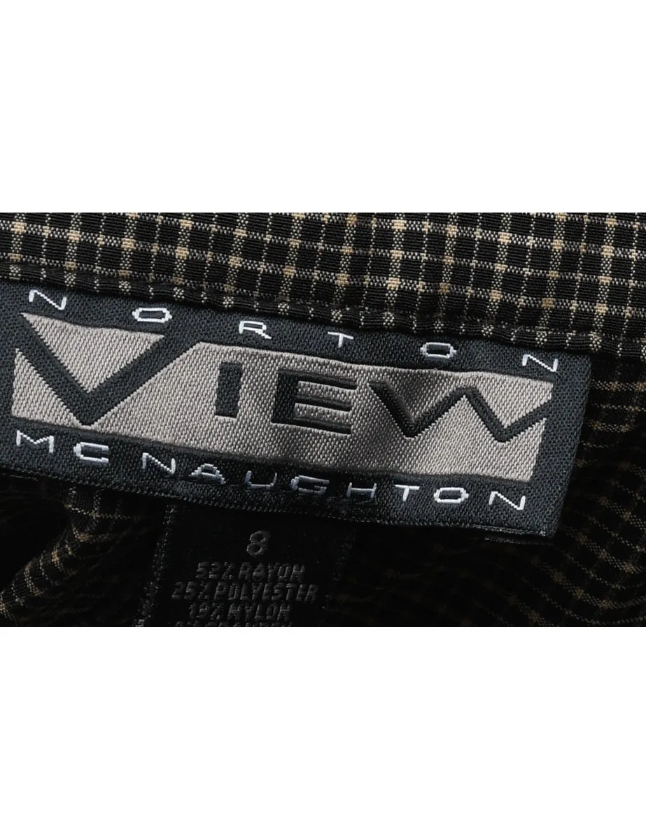 Checked Black & Off-White 1990s Trousers - W28 L31