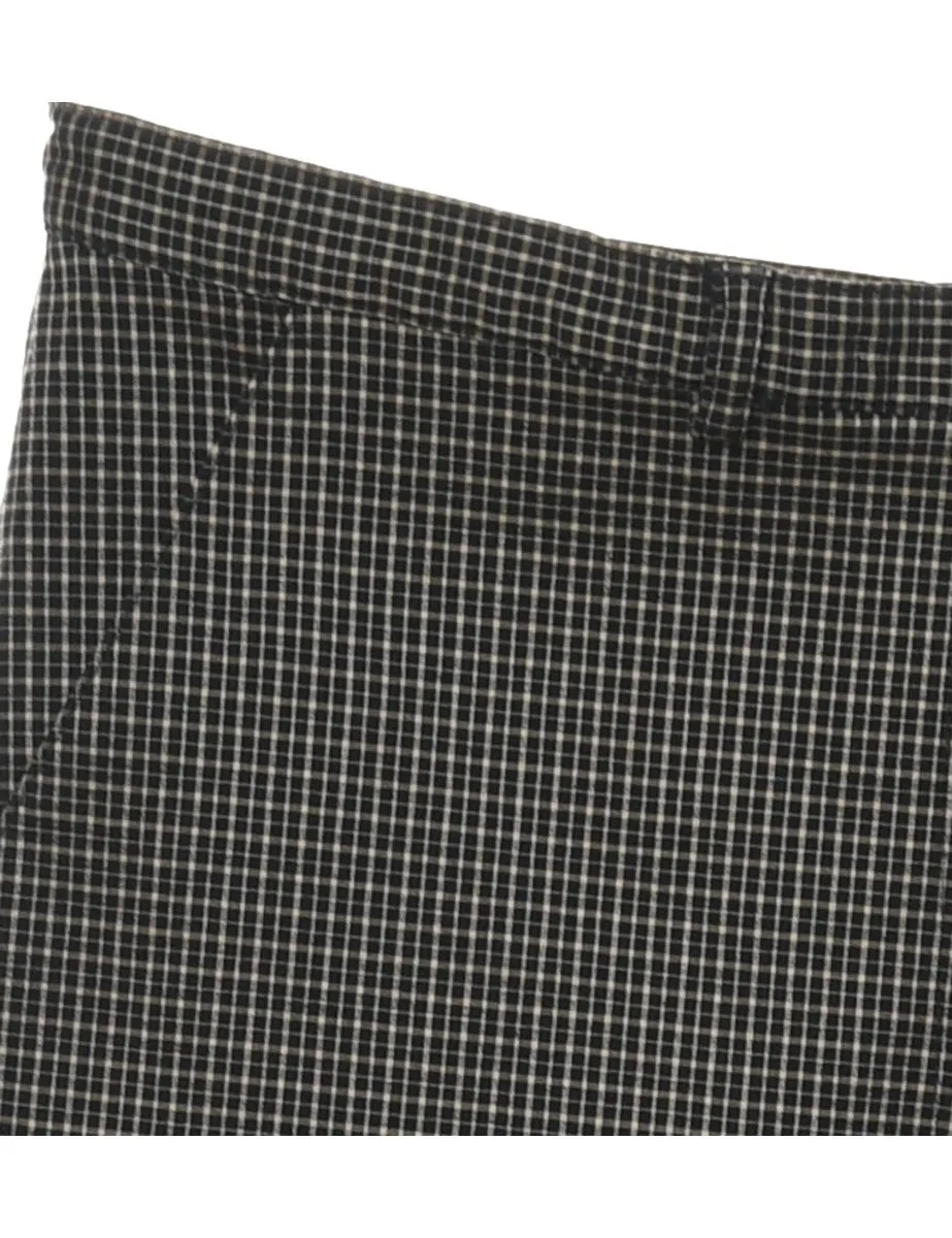 Checked Black & Off-White 1990s Trousers - W28 L31