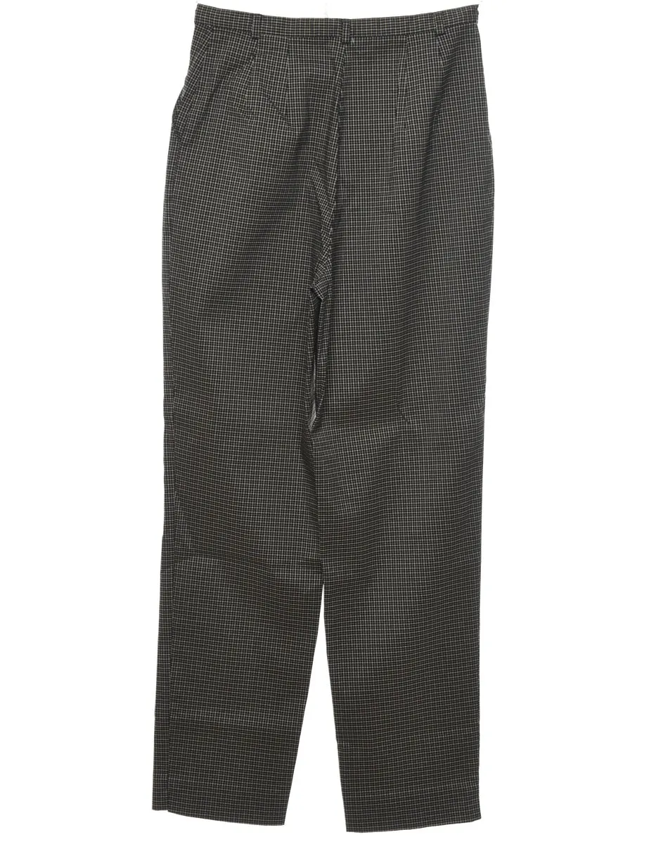 Checked Black & Off-White 1990s Trousers - W28 L31