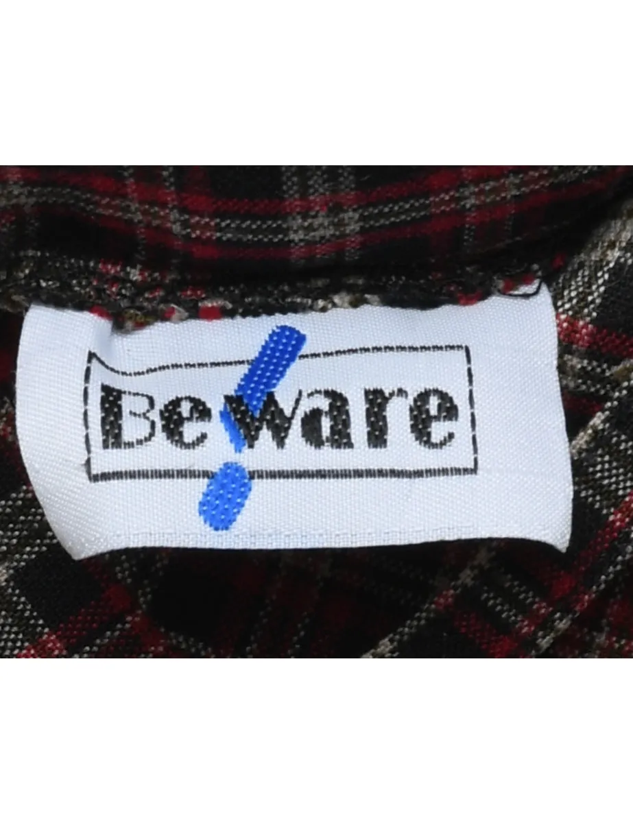 Checked Black & Red 1990s Trousers - W32 L32