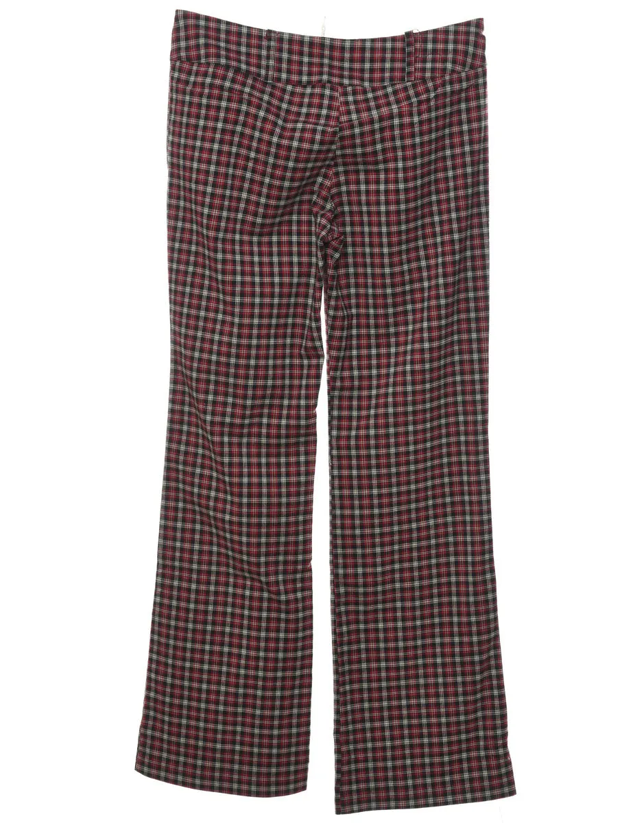 Checked Black & Red 1990s Trousers - W32 L32