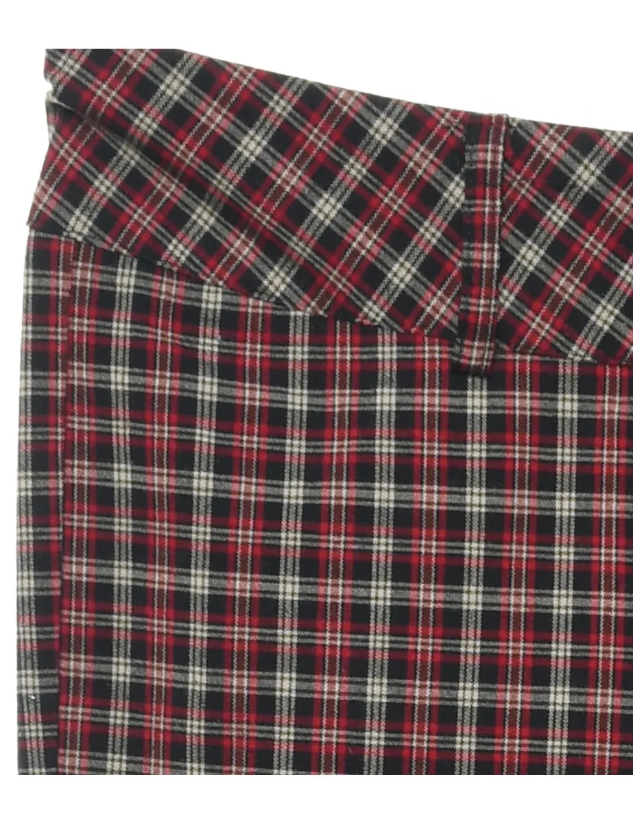 Checked Black & Red 1990s Trousers - W32 L32