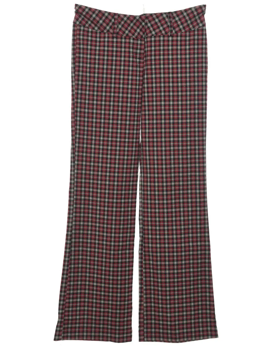 Checked Black & Red 1990s Trousers - W32 L32