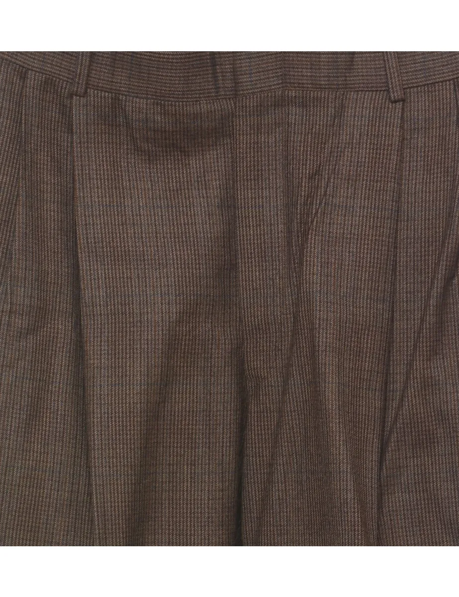 Checked Pattern Brown Classic Trousers - W33 L28