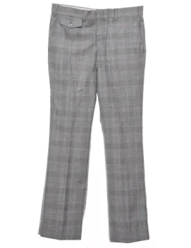 Checked Pattern Grey Straight-Fit Trousers - W34 L30