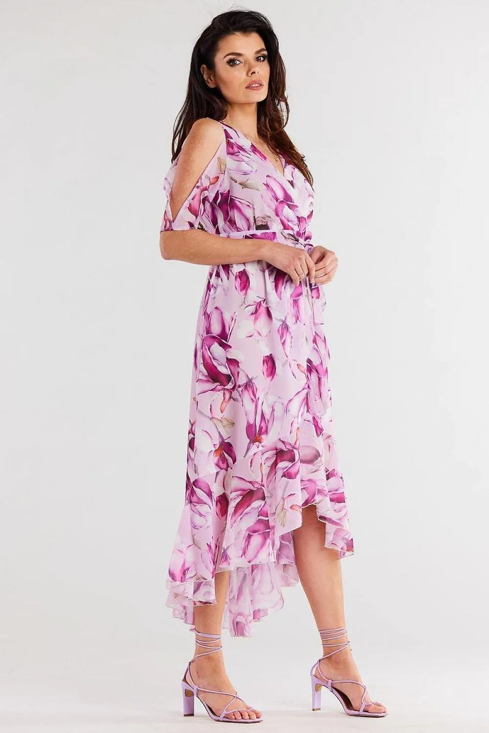 Chic Asymmetrical Ruffle Chiffon Dress