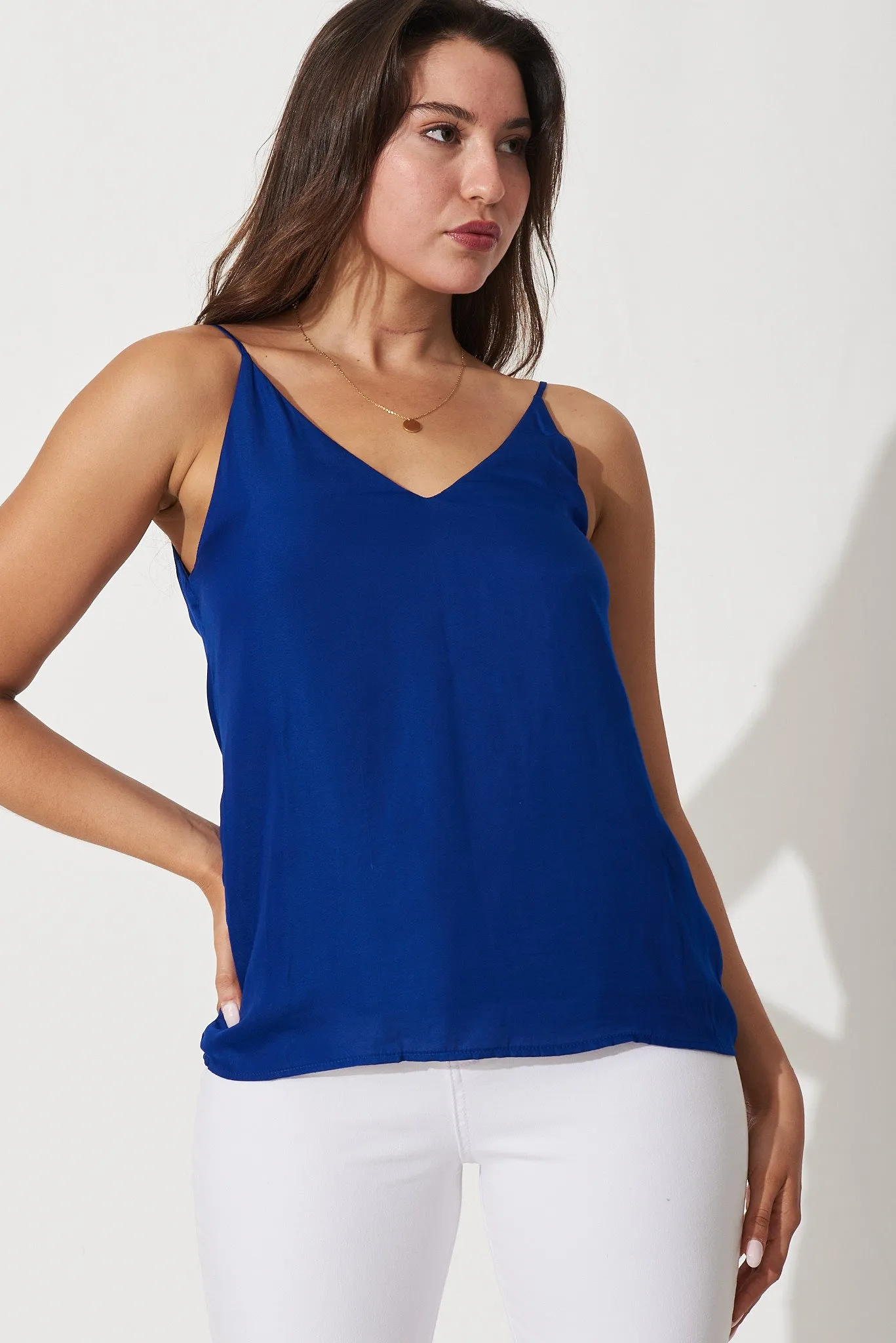 Cobalt Satin Cami Blouse