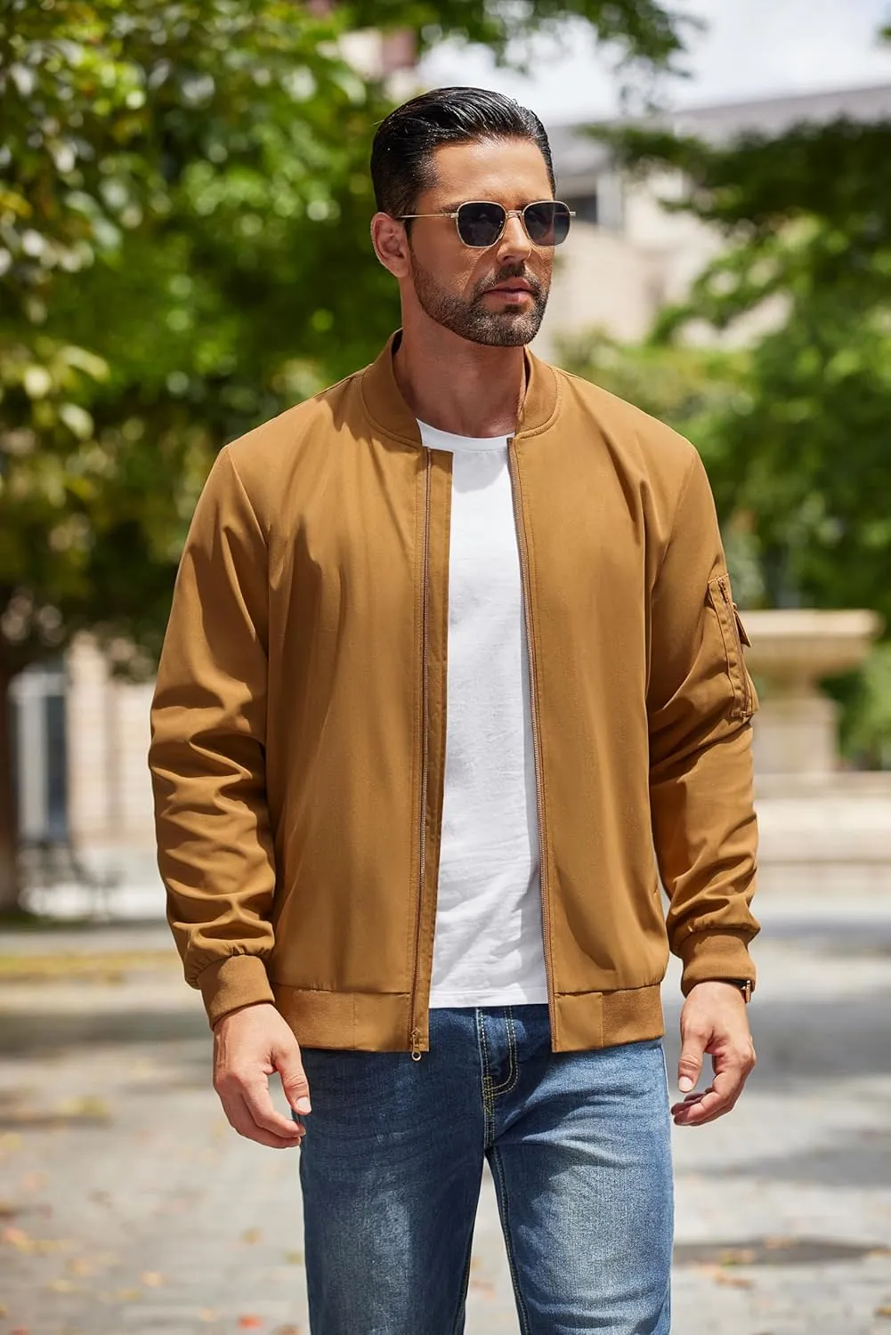 COOFANDY Men's Lightweight Bomber Jacket Casual Fashion Windbreaker Flight Zip Up Jackets Outdoor Coat
