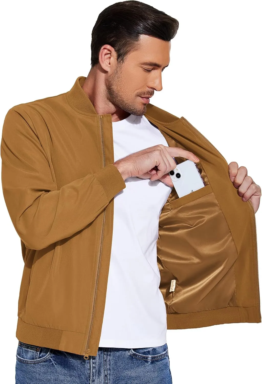 COOFANDY Men's Lightweight Bomber Jacket Casual Fashion Windbreaker Flight Zip Up Jackets Outdoor Coat