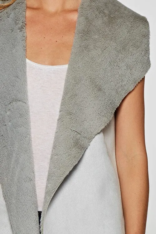 Cozy Sleeveless Vegan Suede Vest