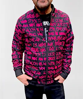 Empowering Pink Graffiti Men's Bomber Jacket