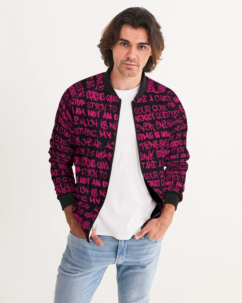 Empowering Pink Graffiti Men's Bomber Jacket