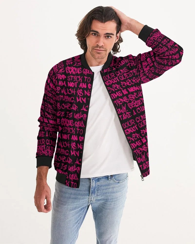 Empowering Pink Graffiti Men's Bomber Jacket