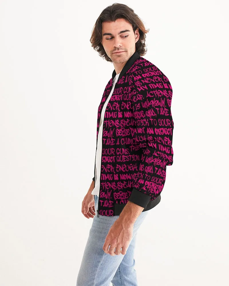 Empowering Pink Graffiti Men's Bomber Jacket