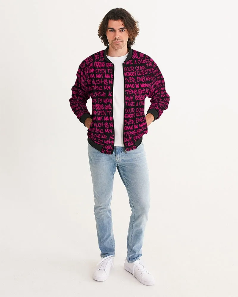 Empowering Pink Graffiti Men's Bomber Jacket