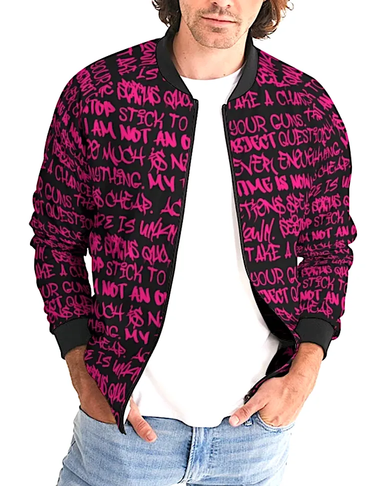 Empowering Pink Graffiti Men's Bomber Jacket