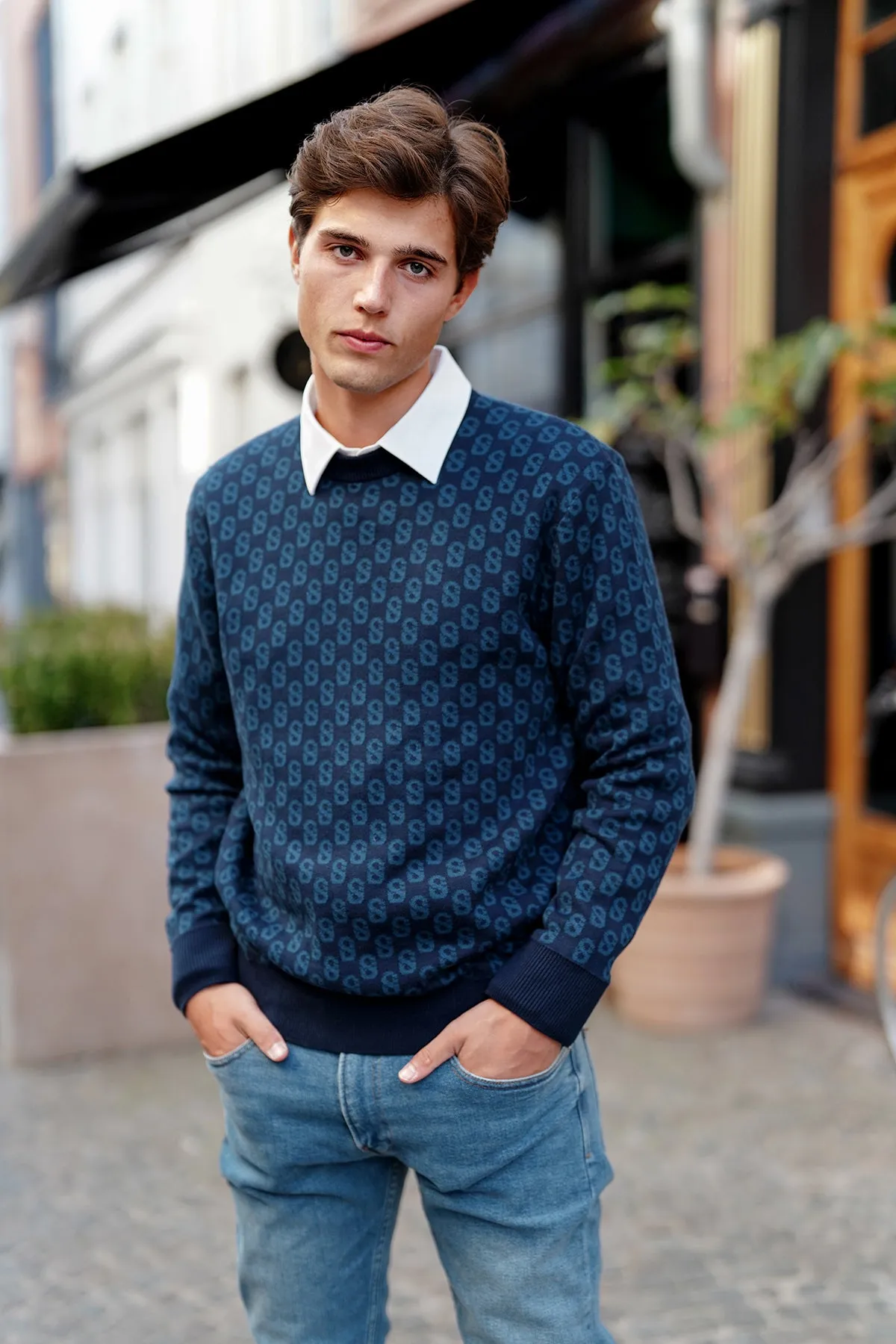 Everyday Monogram Sweater - Classic Blue