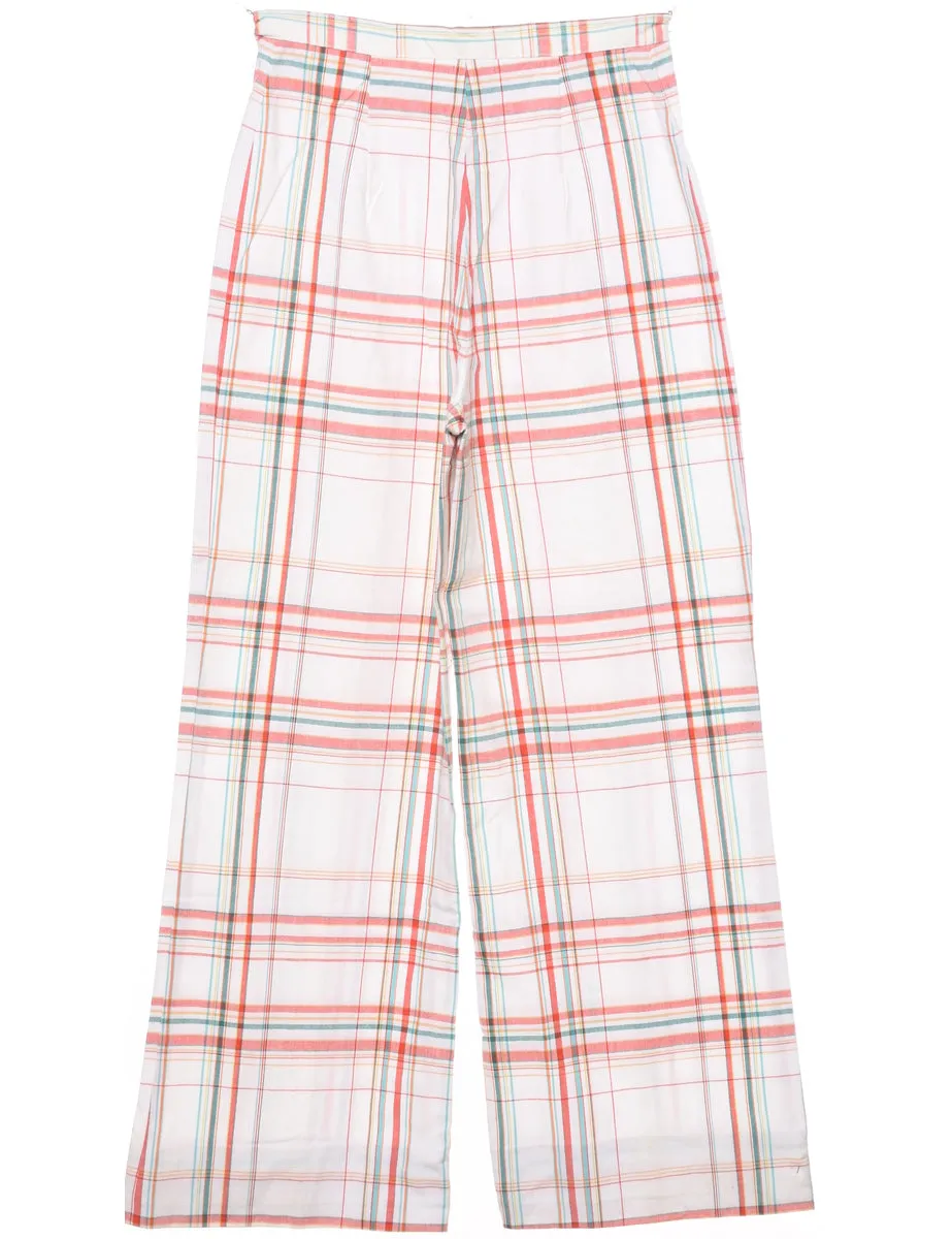 Flared Leg Checked Pattern Trousers - W26 L27