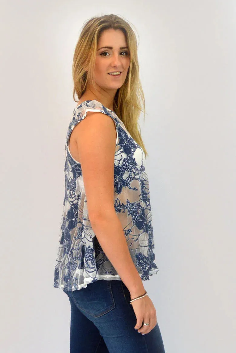 Floral Lace Sleeveless Swing Top