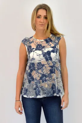 Floral Lace Sleeveless Swing Top