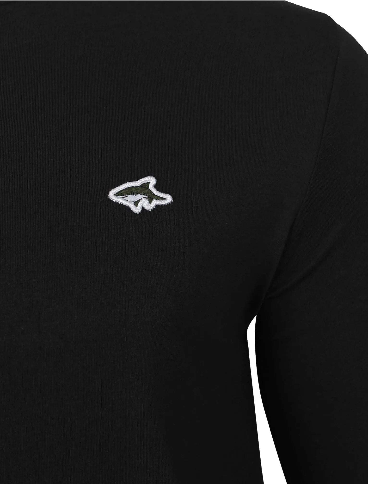 Gifford Crew Neck Long Sleeve Cotton Top in Black - Le Shark