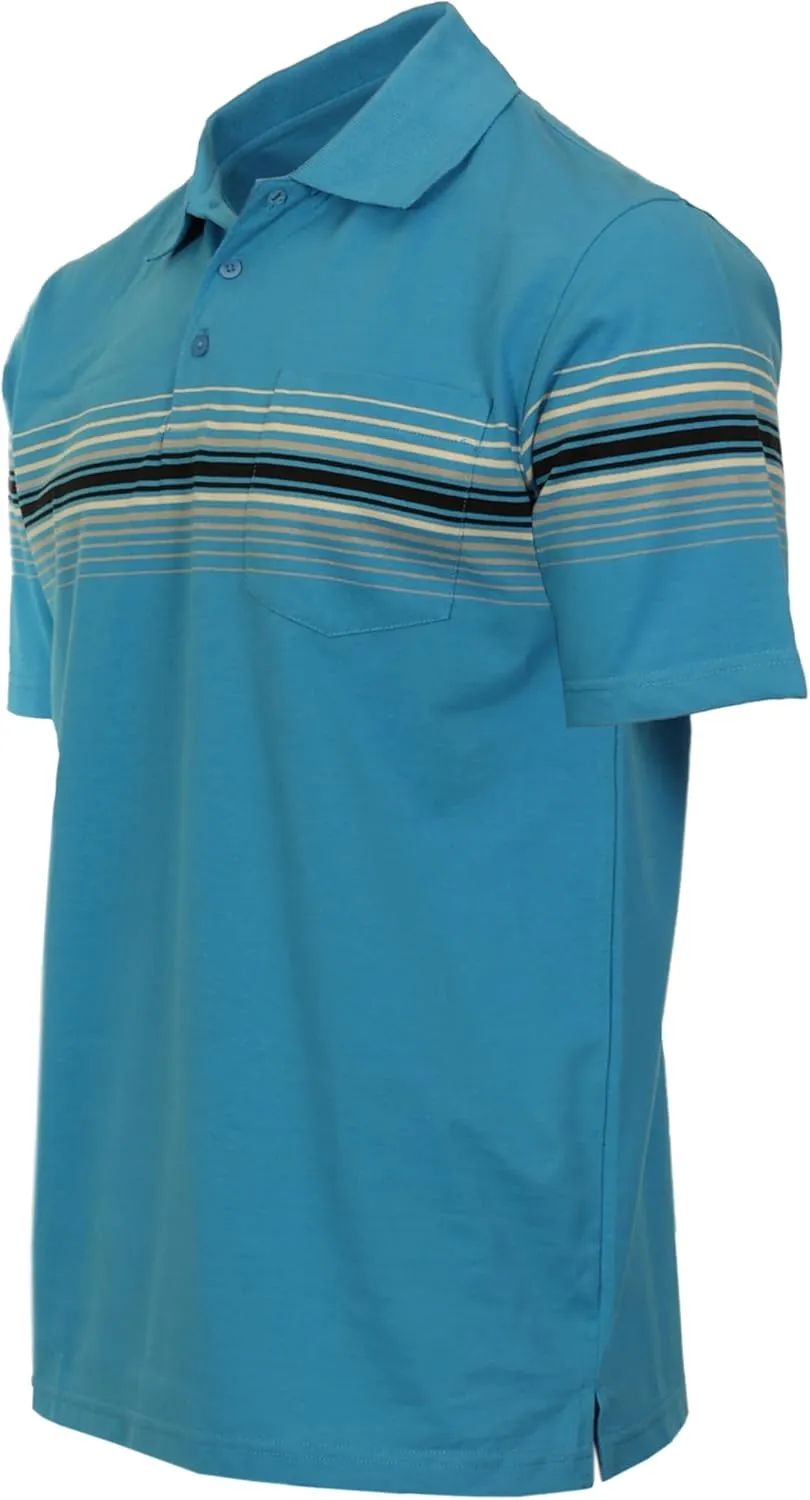 Gioberti Mens Multiple Stripe Polo Shirt with Pocket