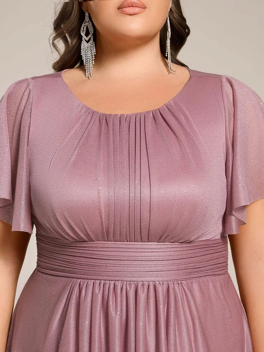 Glitter Round Neck Midi Wedding Guest Dress