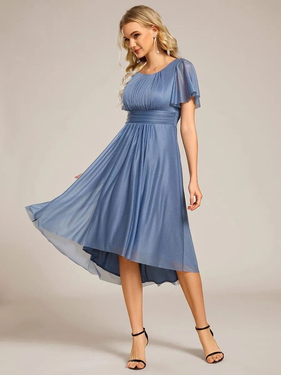 Glitter Round Neck Midi Wedding Guest Dress
