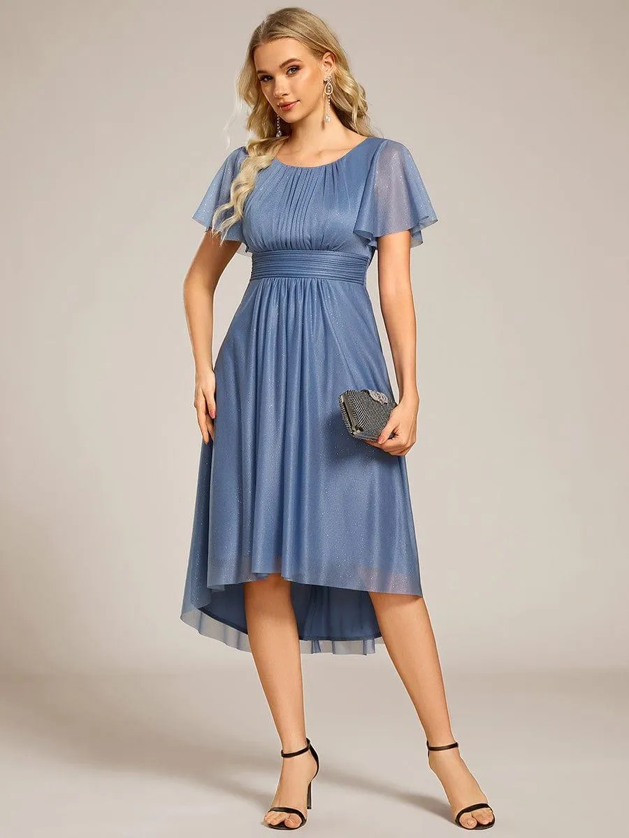 Glitter Round Neck Midi Wedding Guest Dress