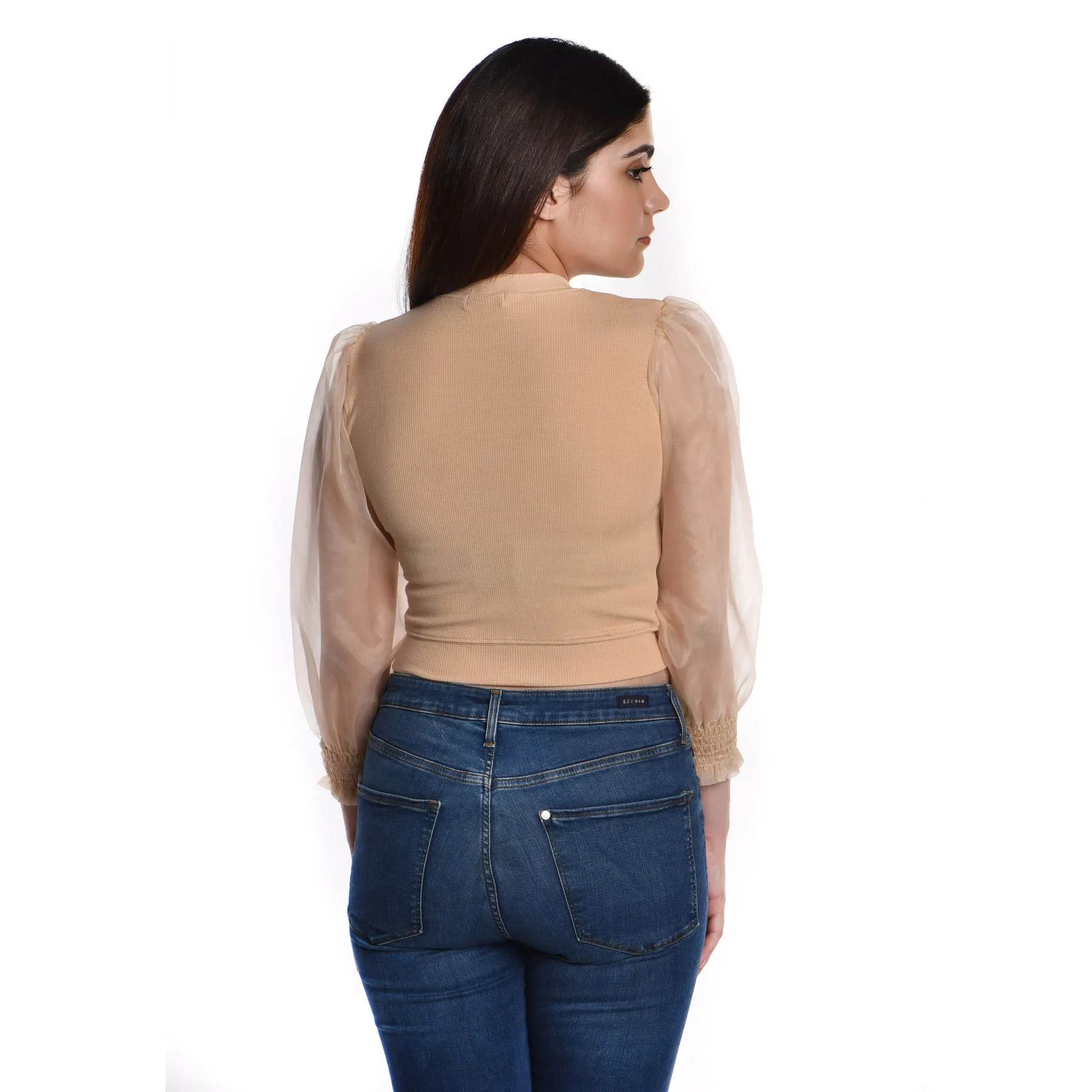 Hosiery Blouses with Puffy Organza Full Sleeves