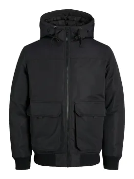 Jack & Jones Construct Hooded Bomber Jacket Black - 639