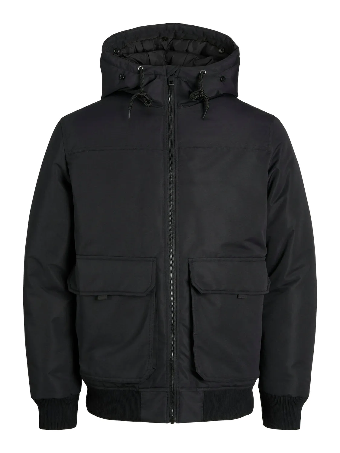 Jack & Jones Construct Hooded Bomber Jacket Black - 639