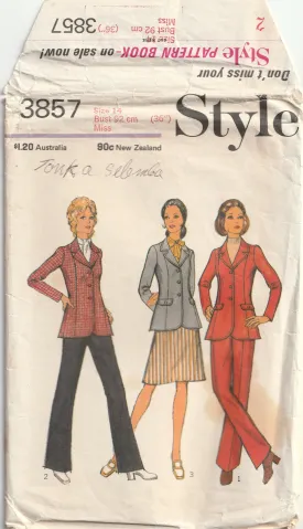 Jacket, Pants and Skirt - Bust 87 cm & 92 cm - Style 3857 - 1972
