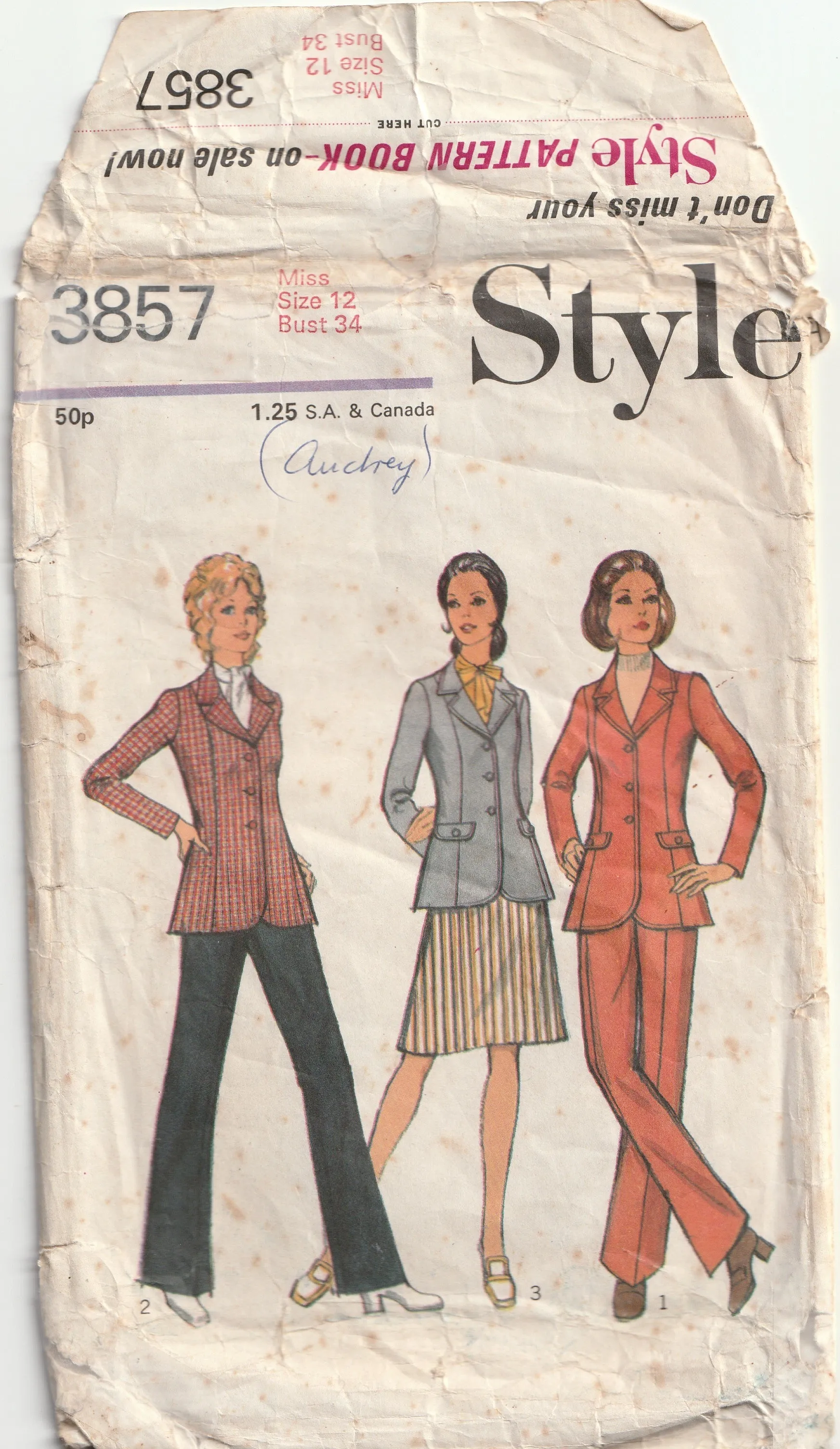 Jacket, Pants and Skirt - Bust 87 cm & 92 cm - Style 3857 - 1972