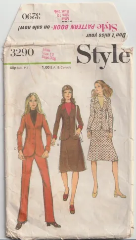 Jacket, Skirt & Pants - Bust 82 cm - Vintage Pattern - Style 3290 - 1971