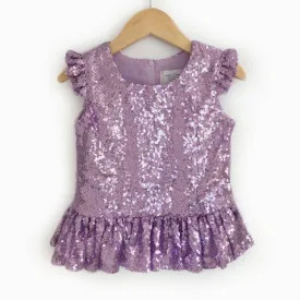 Lavender Sequin Peplum Top