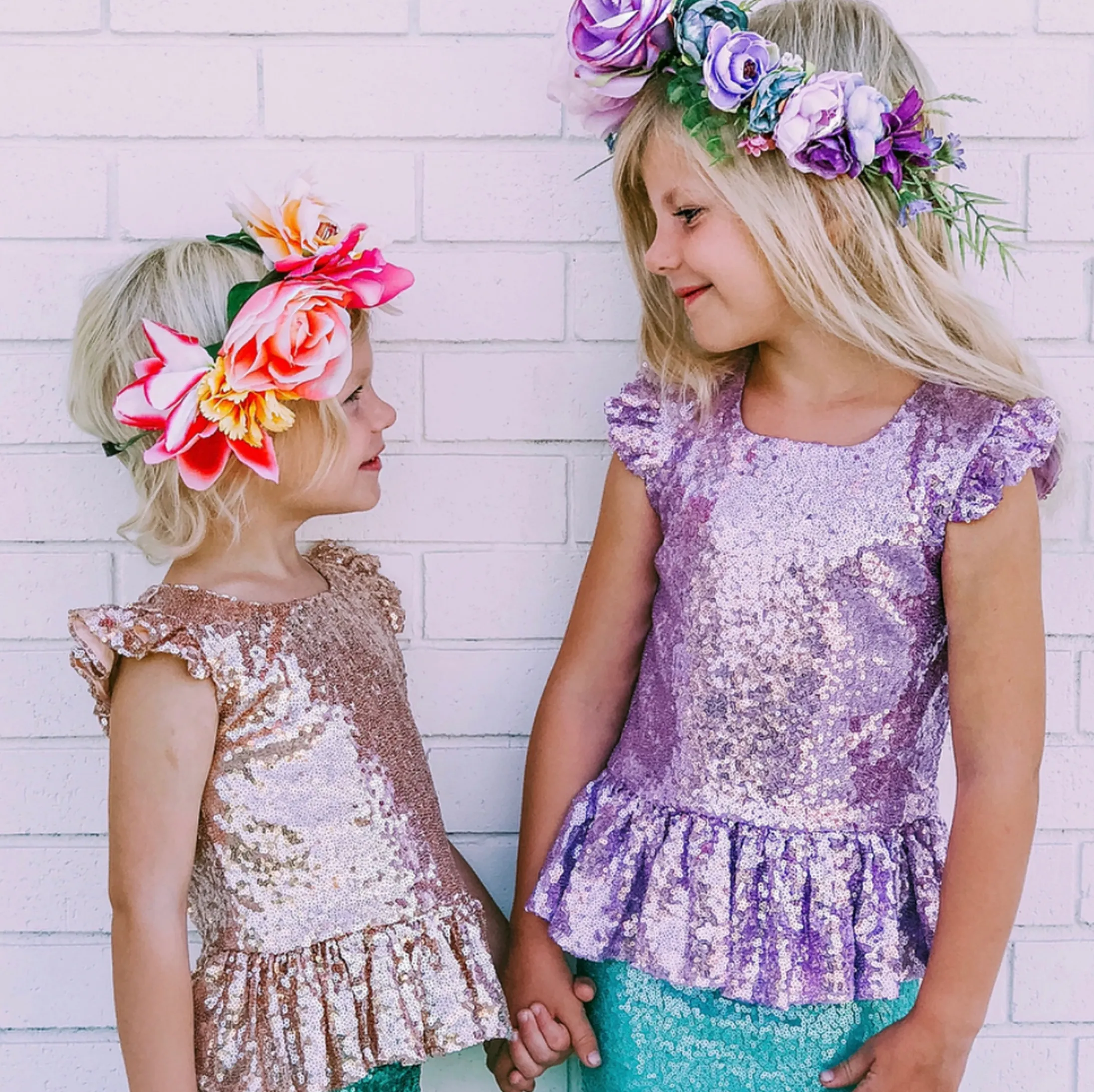 Lavender Sequin Peplum Top